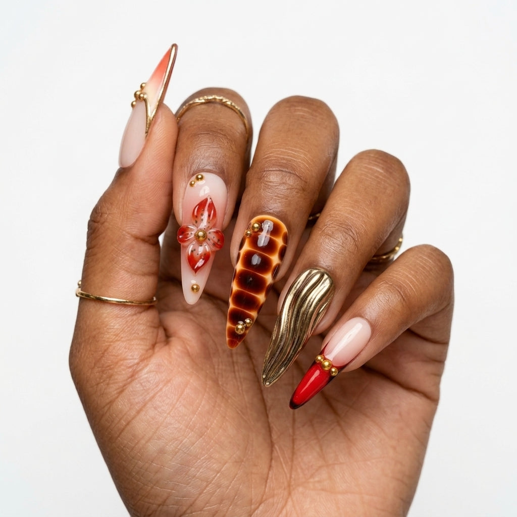 Cherry Blossom 3D Floral Press-On Nails