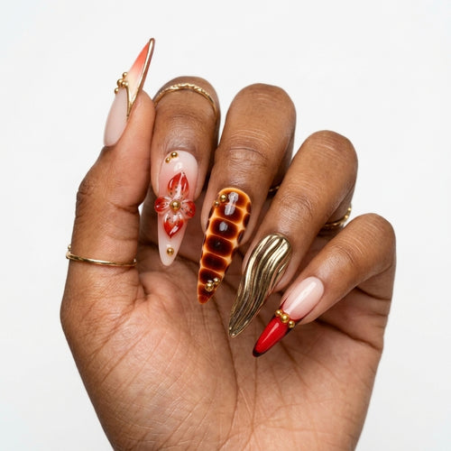 Cherry Blossom 3D Floral Press-On Nails